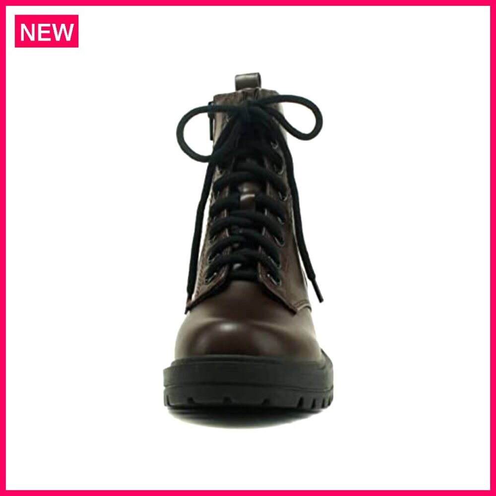 Lug Sole Combat Ankle Boots with Side Zipper, Size 7 - Picture 4 of 5